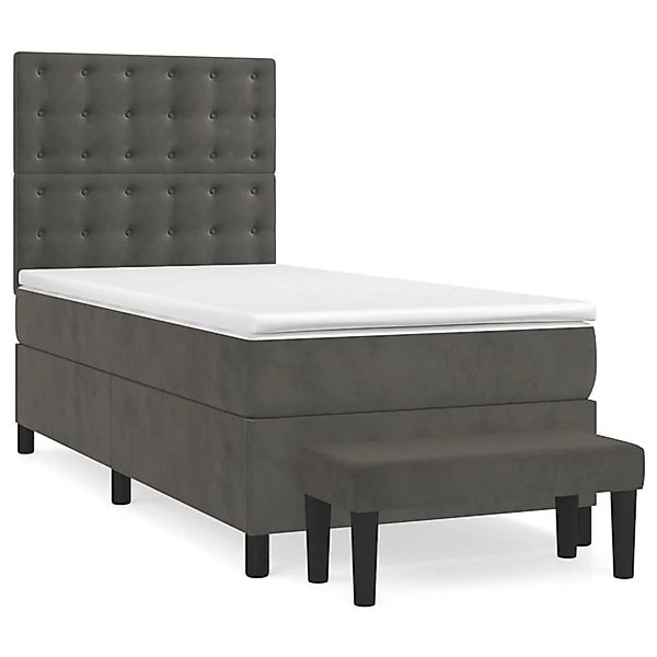 vidaXL Boxspringbett mit Matratze Dunkelgrau 90x190 cm Samt1359498 günstig online kaufen