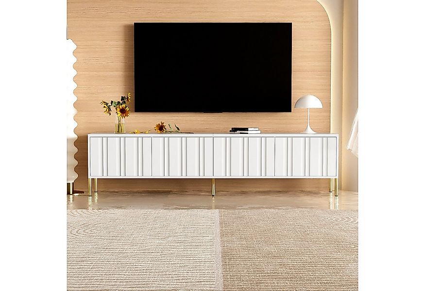 REDOM Lowboard Luxuriöser TV-Schrank mit goldenen Beinen und vertikalem Ril günstig online kaufen