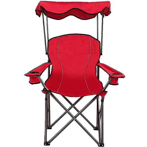 Costway Campingstuhl Faltbar mit Sonnenschutz & Getränkehaltern Rot günstig online kaufen