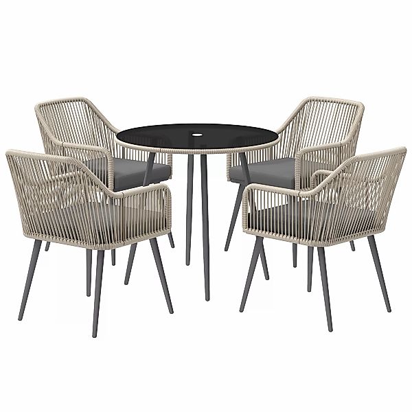 Outsunny Gartenmöbel-Set im Freien aus geflochtenem Rattan für 4 Personen, günstig online kaufen
