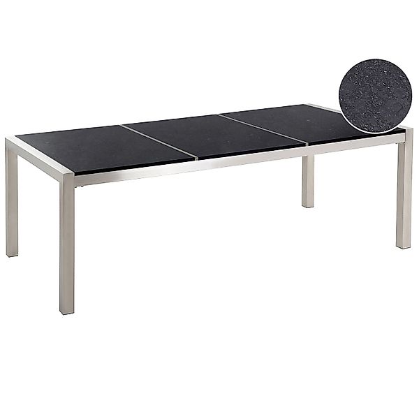 Beliani Gartentisch GROSSETO Schwarz Silber 220x100x74 günstig online kaufen