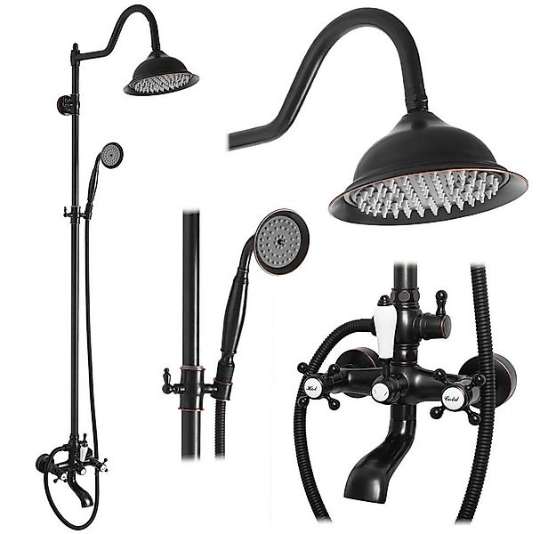 wohnwerk.idee Duschsystem Dusche Antik Retro Gold Matt Schwarz Regendusche günstig online kaufen