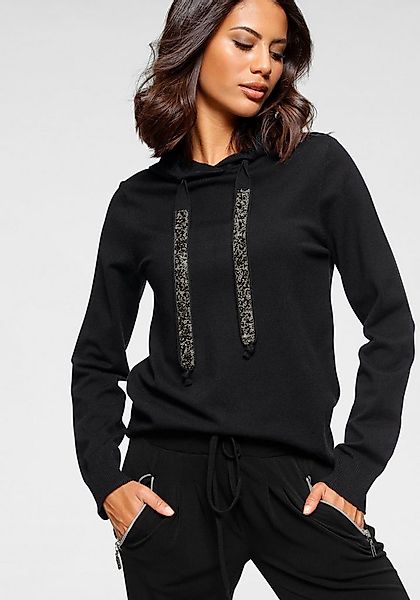 Laura Scott Strickpullover mit Kapuze und glitzernden Bändern günstig online kaufen