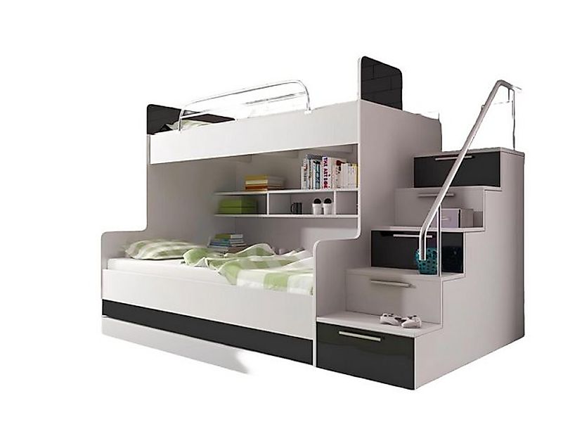 JVmoebel Hochbett Schwarz Doppelstockbett Etagen Bett Kinderzimmer Betten H günstig online kaufen