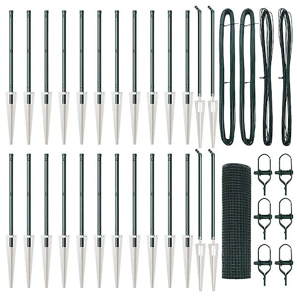 vidaXL Zaunpfosten Grün 50 x 0,4 m 25 x 25 mm Netz Stahl und PVC 3352102 günstig online kaufen