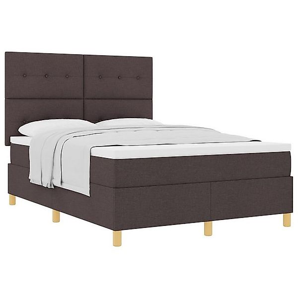 vidaXL Bett Boxspringbett mit Matratze Dunkelbraun 140x200 cm Stoff (1-tlg) günstig online kaufen