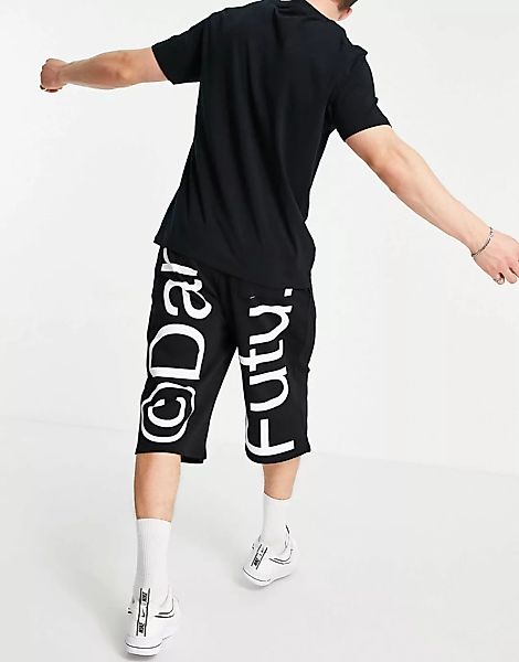 ASOS – Dark Future – Basketball-Shorts in Schwarz mit Oversize-Logo-Print, günstig online kaufen