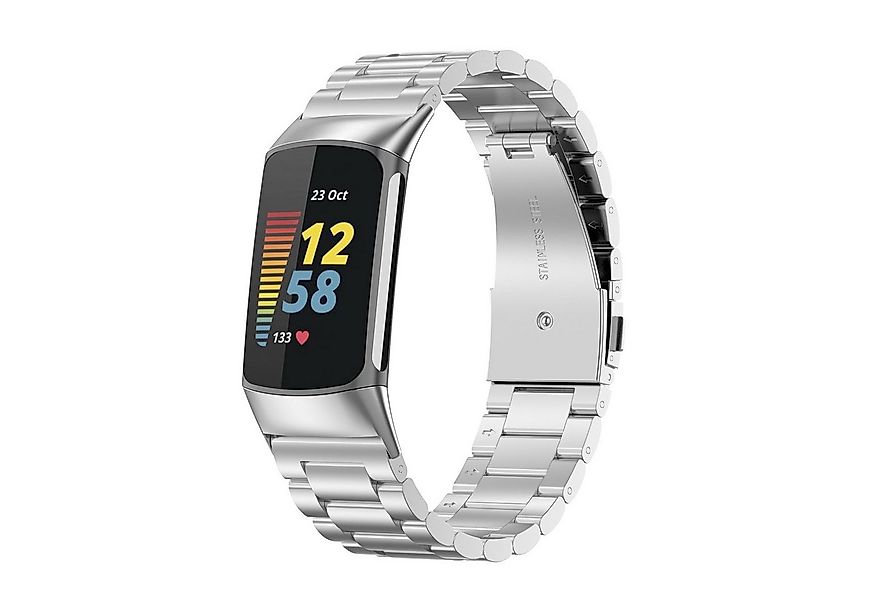 Wigento Smartwatch-Armband Für Fitbit Charge 6 / 5 Style Stahl Ersatz Armba günstig online kaufen