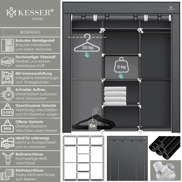 KESSER Kleiderschrank Stoffschrank Stabil mit Kleiderstange günstig online kaufen