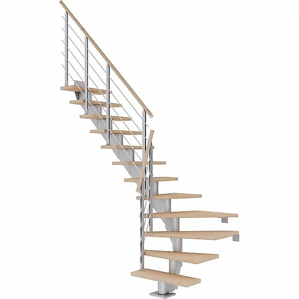 Dolle Mittelholmtreppe Hamburg Eiche Weiß Perlgrau GH bis 279 cm 1/4 Gew. 8 günstig online kaufen