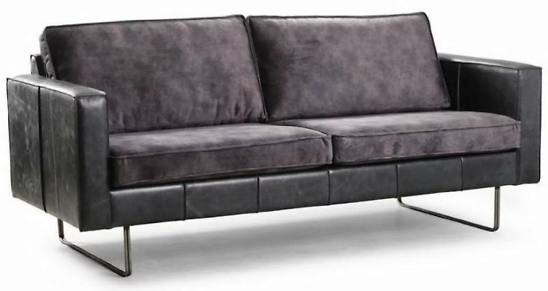 Casa Padrino 3-Sitzer Luxus Leder 3er Sofa Vintage Grau 205 x 90 x H. 85 cm günstig online kaufen