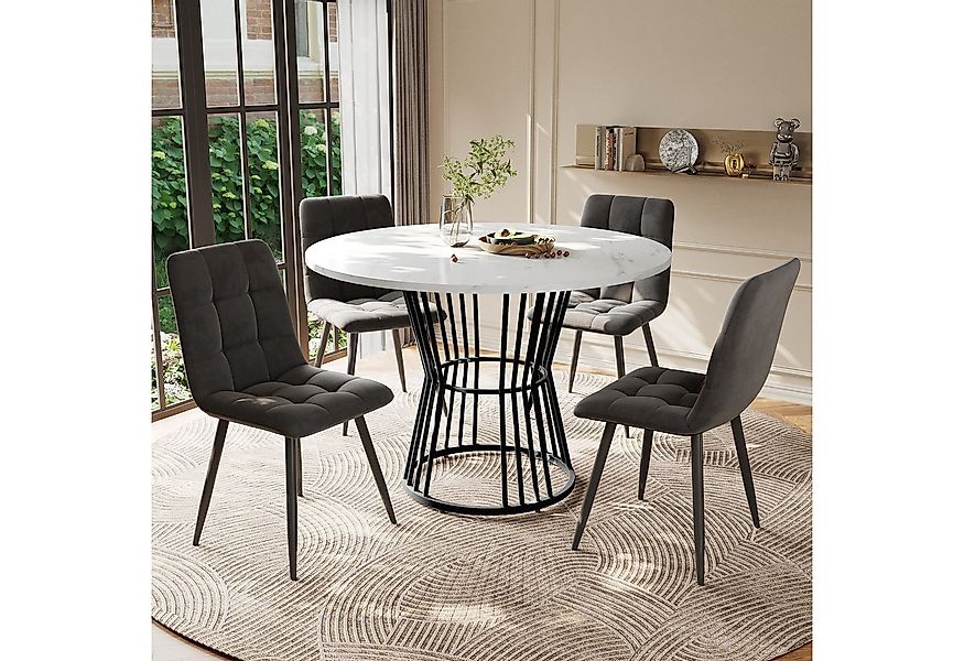 Flieks Essgruppe, (Sitzgruppe Set, 5-tlg., 1 Tisch mit 4 Stühlen), runder E günstig online kaufen