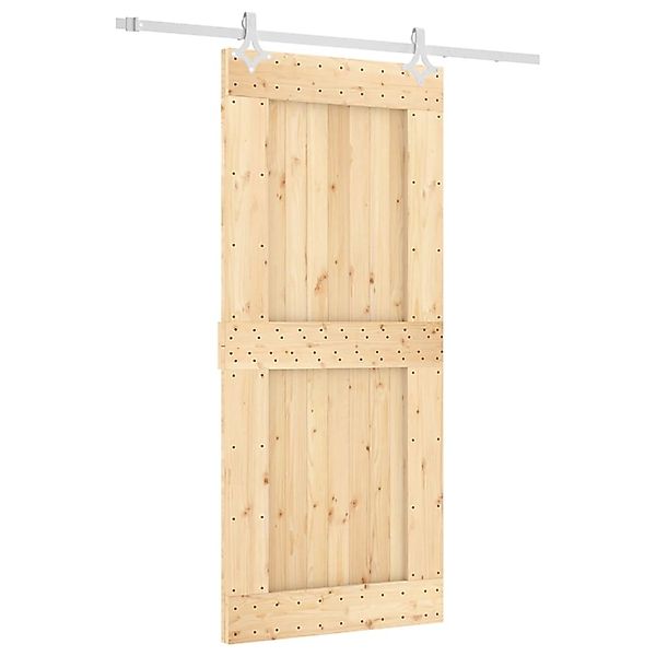 vidaXL Schiebetür mit Beschlag 90x210 cm Massivholz Kiefer 3203188 günstig online kaufen