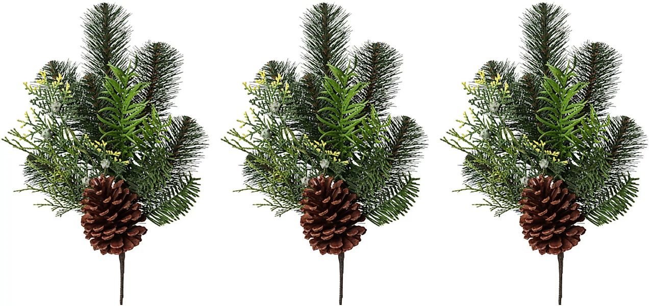 Creativ green Winterliche Kunstpflanze "Weihnachtsdeko", Zweig mit Zapfen, günstig online kaufen