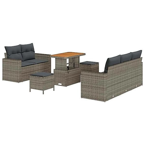 vidaXL Gartensofa-set mit Kissen 8-Tlg Grau Poly-Rattan 3363513 günstig online kaufen