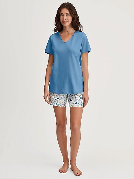 CALIDA Shorty "Flower Nights", (2 tlg.), Hose geblümt, Oberteil uni, V-Auss günstig online kaufen