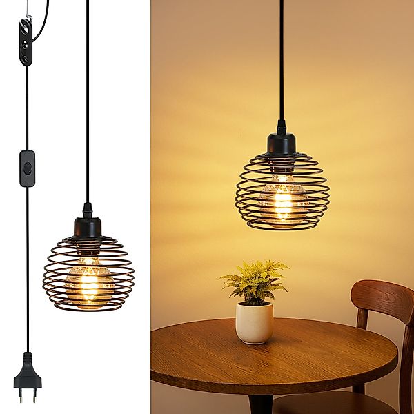Nettlife Pendelleuchte Vintage Esszimmer Schwarz E27 günstig online kaufen