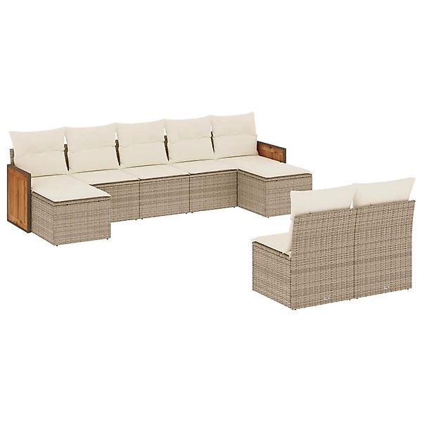 vidaXL 9-Tlg Garten-Sofagarnitur mit Kissen Beige Poly Rattan 3228053 günstig online kaufen