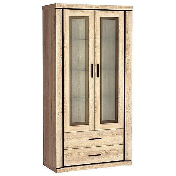 Lomadox Vitrine DUNEDIN-161 Vitrinenschrank, 97cm breit, Sonoma Eiche günstig online kaufen