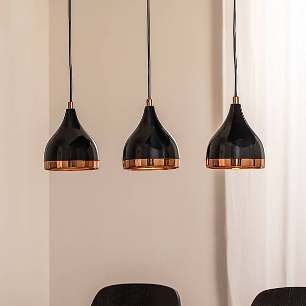Hängeleuchte Yildo, Länge 65 cm, schwarz/kupfer, Metall günstig online kaufen