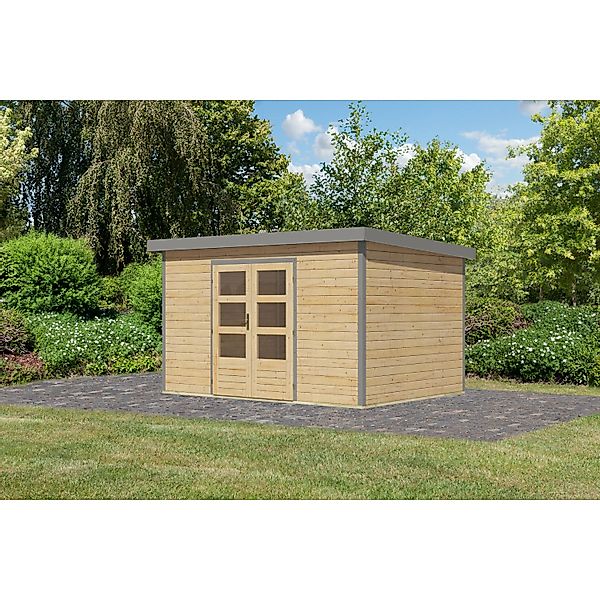 Karibu Gartenhaus Domingo 7 A Naturbelassen/Grau 219 x 360 x 240 cm günstig online kaufen