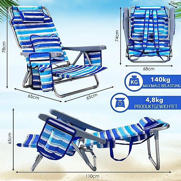 TLGREEN Klappstuhl Strandstuhl mit Rucksackfunktion,Campingstuhl, (mit günstig online kaufen