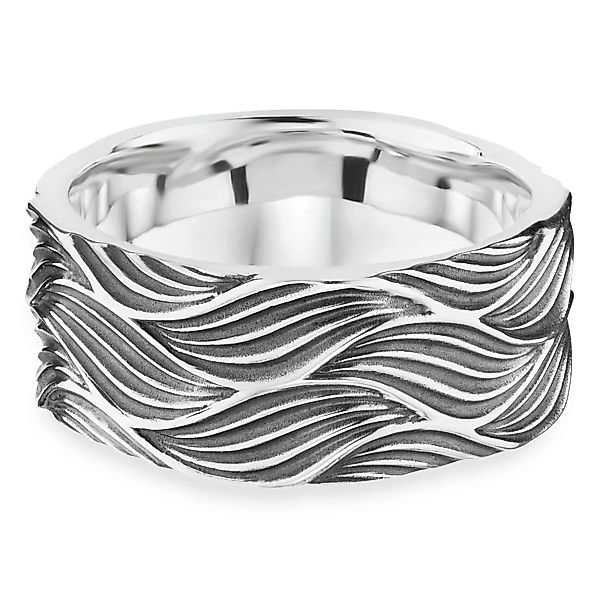 CAÏ Fingerring "925/- Sterling Silber oxidiert Wellen" günstig online kaufen