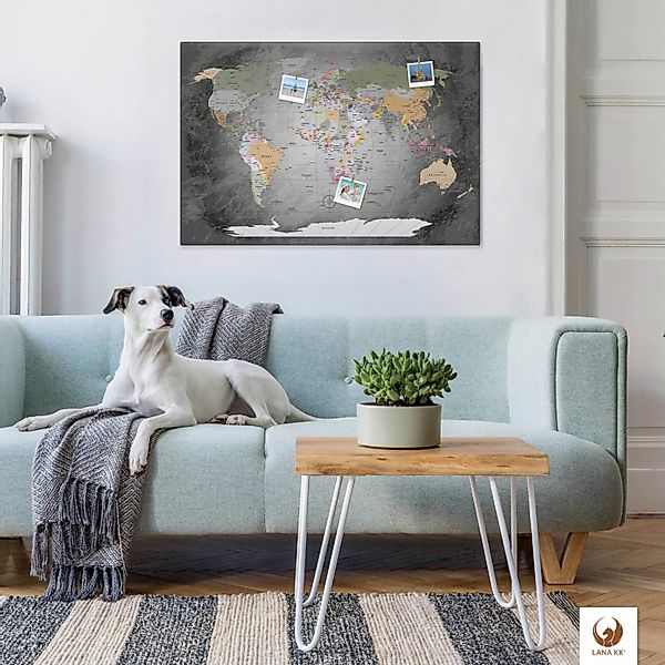 LANA KK Leinwandbild Weltkarte Pinnwand zum günstig online kaufen