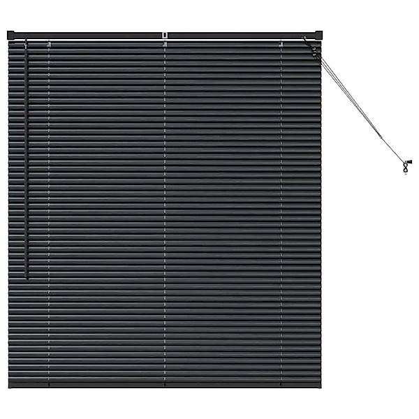 vidaXL Balkenjalousien mit Vorhängen Schwarz 130 x 110 cm Aluminium 4200612 günstig online kaufen