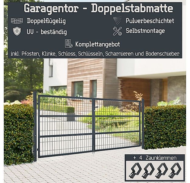 V2Aox Gartentor Gartentor Gartentür Zauntür Zauntor Grau 300x140 Doppelflüg günstig online kaufen