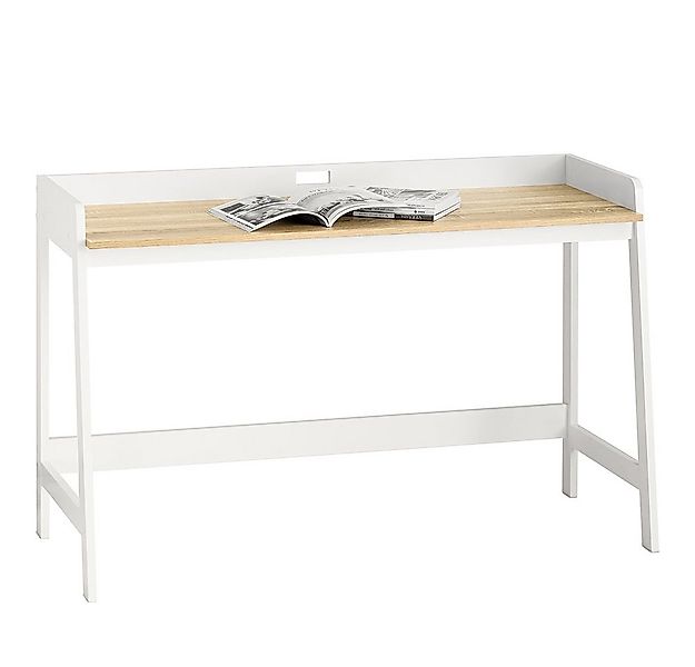 SoBuy Schreibtisch FWT41, Tisch Computertisch Bürotisch weiß/natur günstig online kaufen