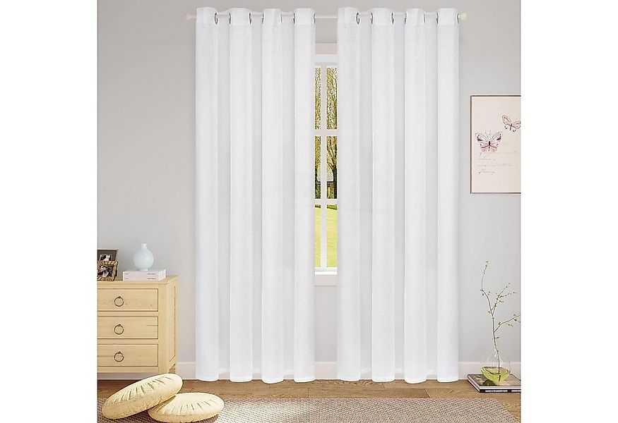 Woltu Gardine (2 St), halbtransparent, mit Ösen Stores Fenstegrchal Voile günstig online kaufen