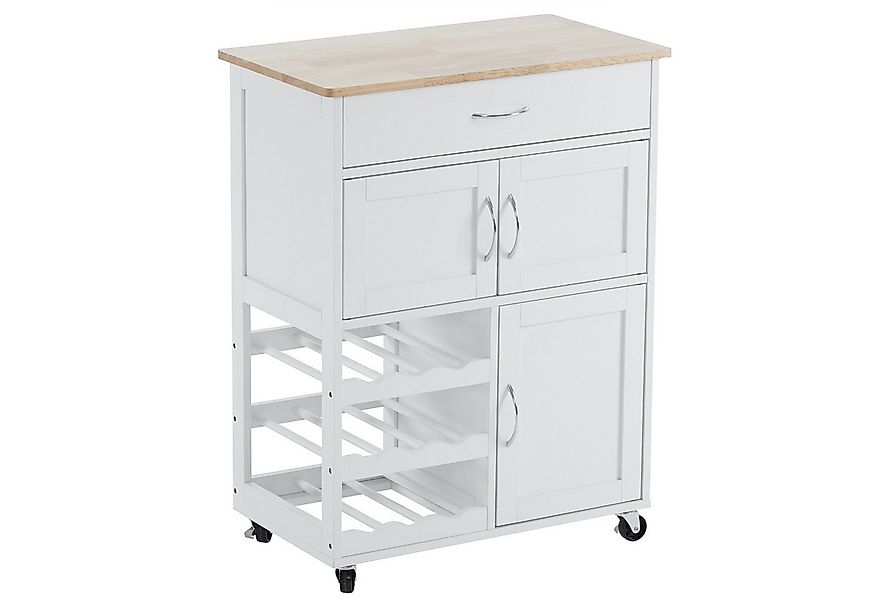 VINGLI Küchenwagen Servierwagen mit Arbeitsplatte, Schubladen, Weinregal günstig online kaufen