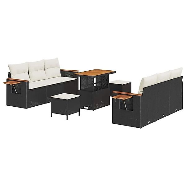 vidaXL Gartensofa-set mit Kissen 11-Tlg Schwarz und Creme Poly-Rattan 33650 günstig online kaufen