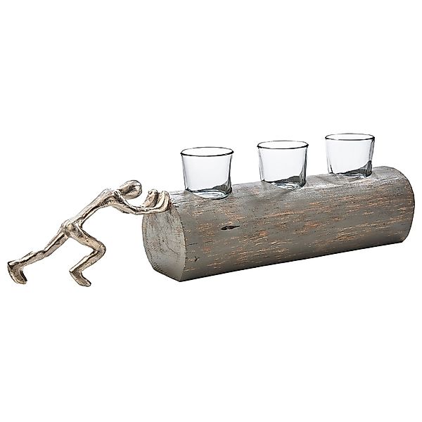 Kobolo Kerzenhalter Teelichthalter FORCE 49x10x14 cm Holz Metall Glas günstig online kaufen