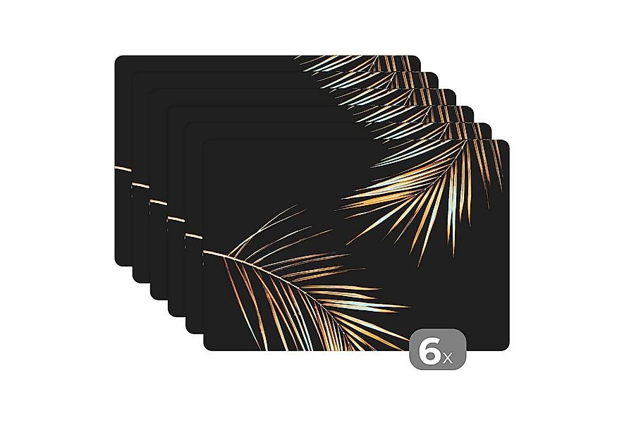 MuchoWow Platzset Blätter - Pflanzen - Gold - Schwarz - Luxus, (6-St), Plat günstig online kaufen