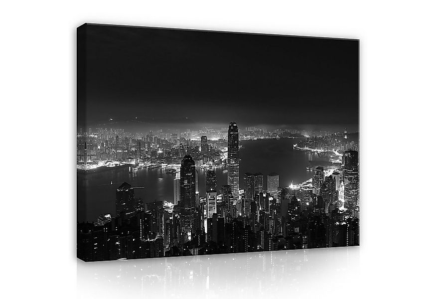 Wallarena Leinwandbild Stadt bei Nacht New York Kunst Wandbild XXL Leinwand günstig online kaufen