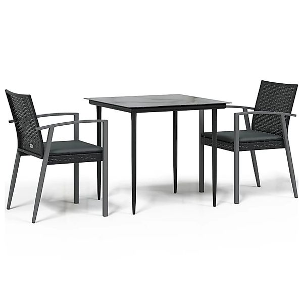 vidaXL 3-Tlg Garten-Essgruppe mit Kissen Poly Rattan und Stahl 3186971 günstig online kaufen