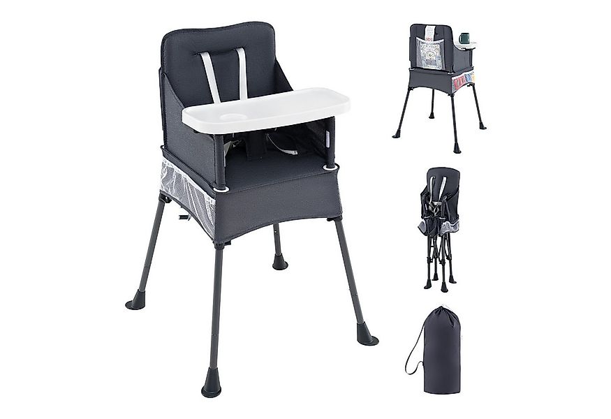 COSTWAY Hochstuhl, klappbarer Babyhochstuhl, mit verstellbarem Tablett günstig online kaufen
