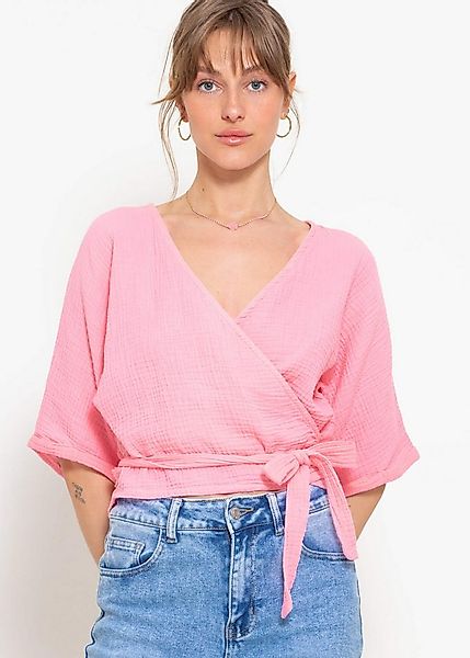SASSYCLASSY Wickelbluse Musselin Bluse mit Bindeband und lockerer Passform günstig online kaufen