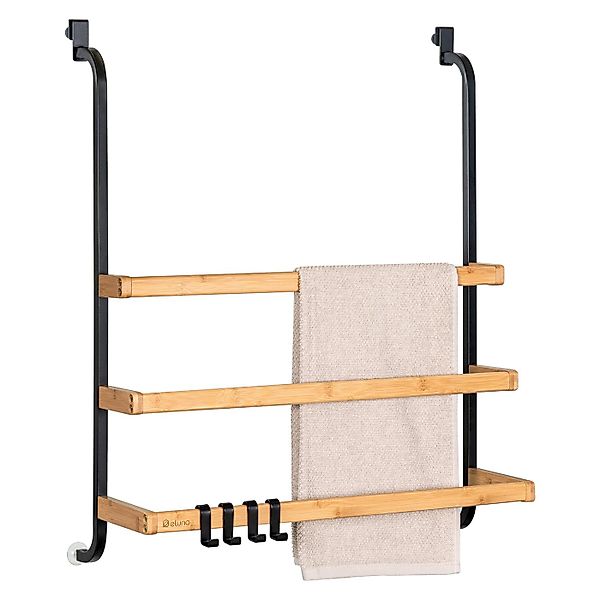 eluno Hängeregal Handtuchhalter für die Glasduschwand aus Metall und Bambus günstig online kaufen