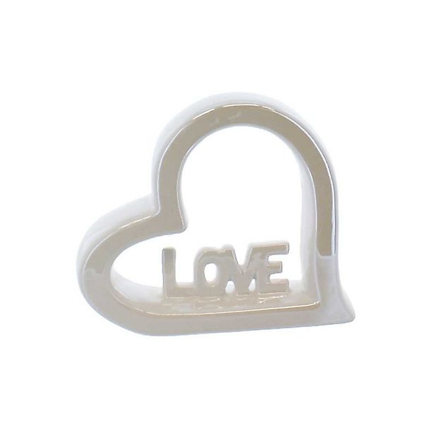 MICA Dekofigur Herzsilhouette Love weiß - ca. 13,2 x 3 x 11,2 cm günstig online kaufen