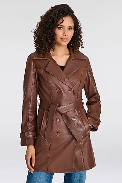 Mauritius Ledermantel "GWTaresa", 2 Stk. Leder-Trenchcoat mit Bindegürtel günstig online kaufen