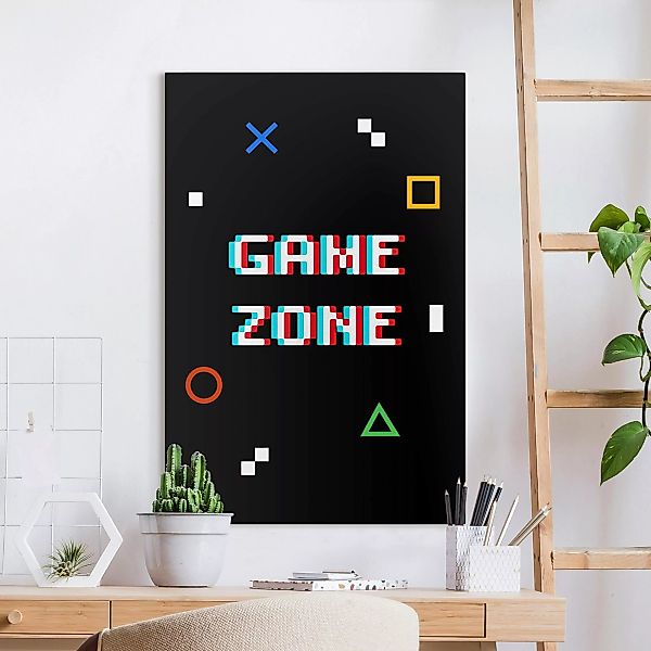 Leinwandbild Pixel Spruch Game Zone günstig online kaufen