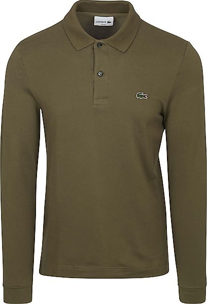 Lacoste Langarm-Poloshirt Olivgrün - Größe XL günstig online kaufen