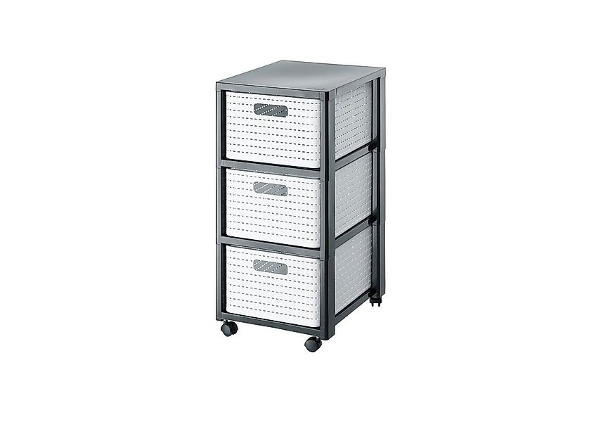 ROTHO Aufbewahrungsbox Country Rollcontainer mit 3 Schubladen in Rattan-Opt günstig online kaufen