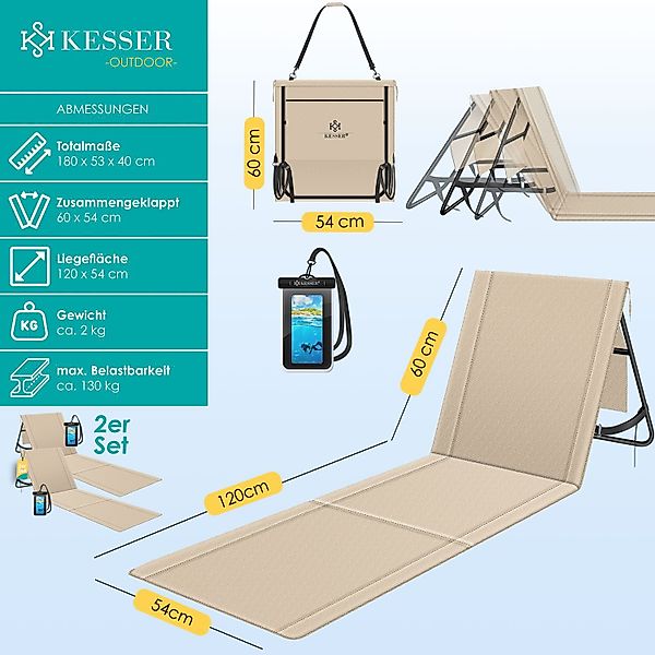 KESSER Gartenliege Strandmatte klappbar mit verstellbarer günstig online kaufen