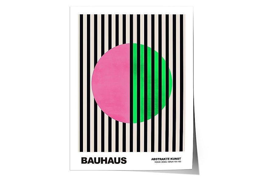 JUSTGOODMOOD Poster Poster Bauhaus Abstrakte Kunst · Pink Grüner Kreis schw günstig online kaufen