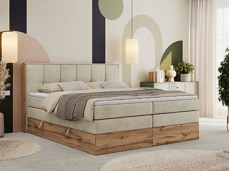 MKS MÖBEL Boxspringbett ALBERO 1 KING (Packung, Set, Polsterbett, Topper T2 günstig online kaufen