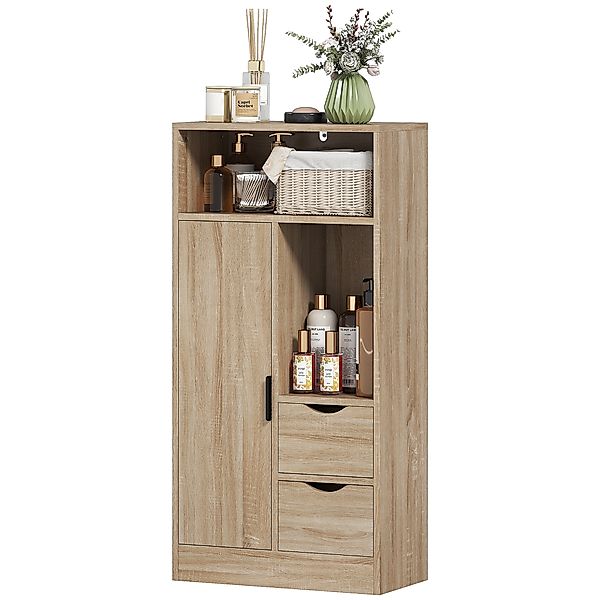 HOMCOM Schmaler Badezimmerschrank mit 2 Schubladen, offenem Fach und verste günstig online kaufen